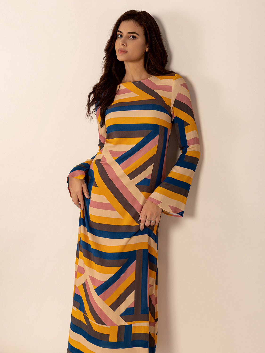 Flare Sleeve Maxi Dress