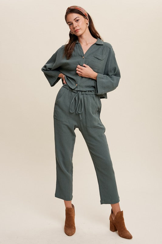 Long Sleeve Button Down and Pants Sets