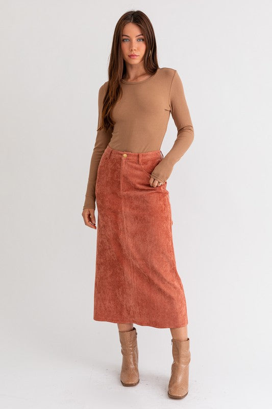 Autumn Embrace Corduroy Maxi Skirt