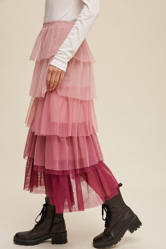 Luminous Cascade Maxi Skirt