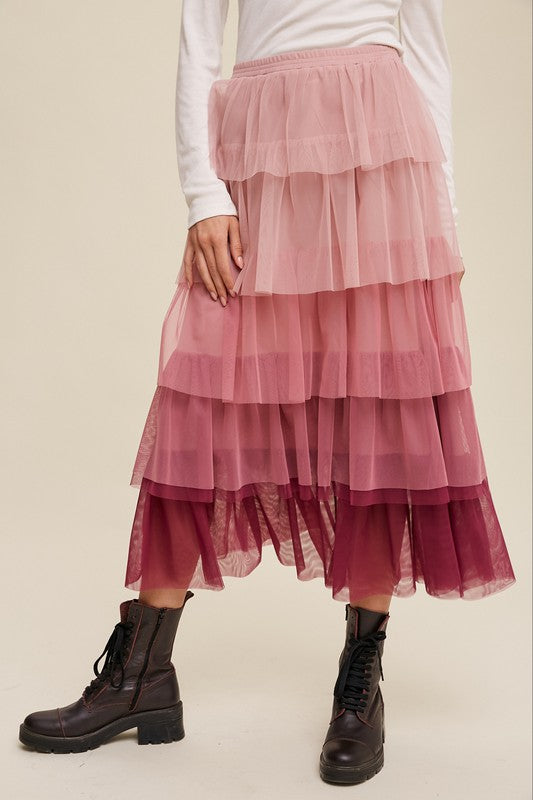 Luminous Cascade Maxi Skirt