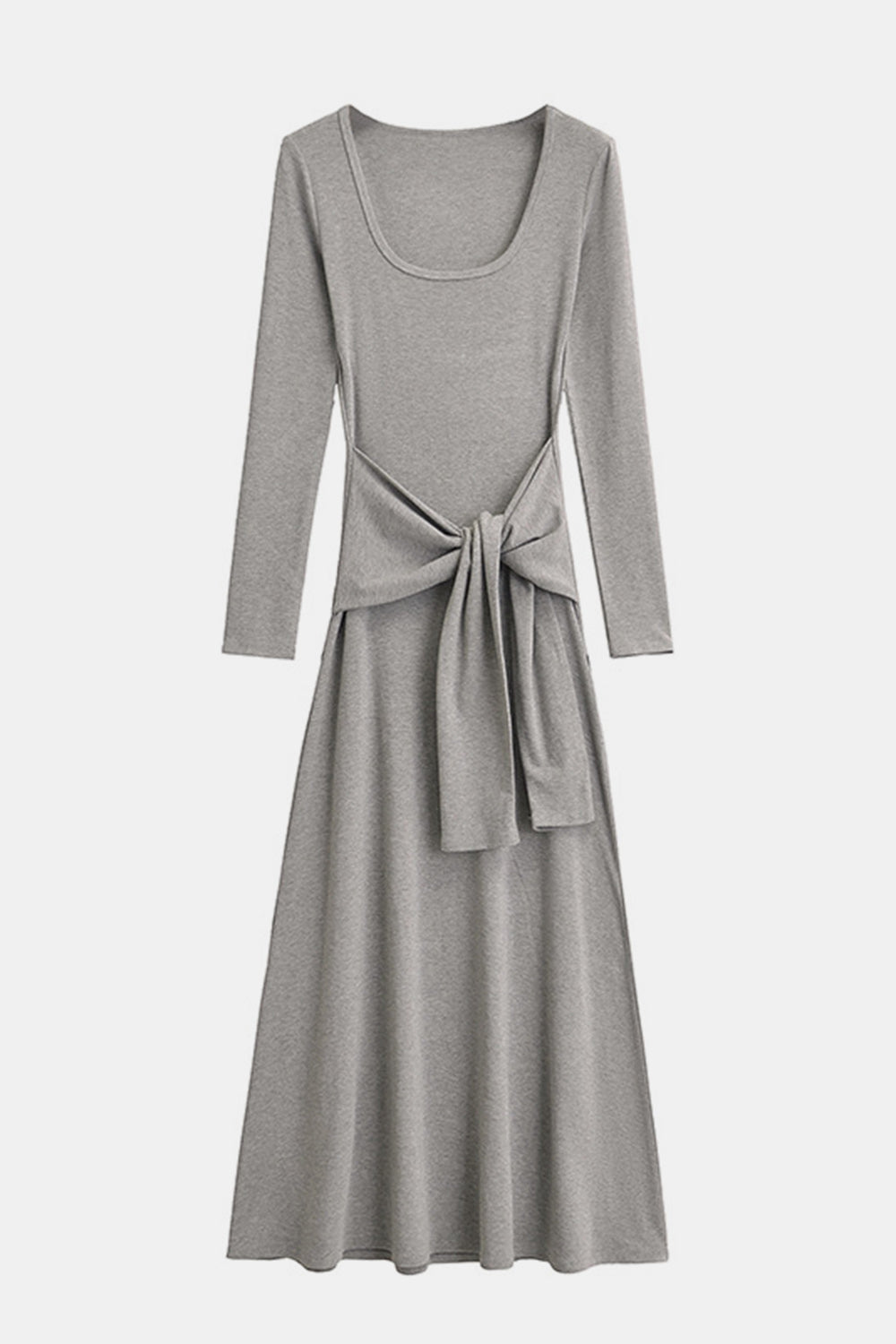 On the Go Tied Scoop Neck Long Sleeve Maxi Dress